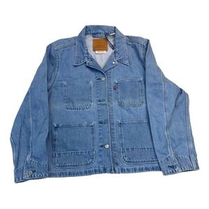 Women's Levi's Premium Big E Chore Coat Iconic Blue Size XL Medium Wash